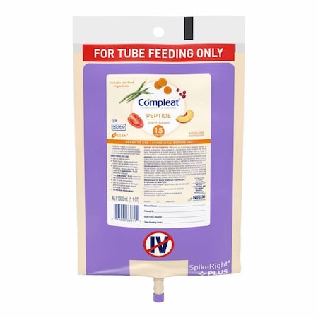 Compleat Peptide 1.5 Tube Feeding Formula Unflavored Liquid 1000 mL Ready to Hang Prefilled Container 00043900617152